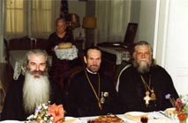 (Слева направо) Митрополит Питирим, Епископ Марк, Епископ Василий (Родзянко)